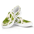 Light Tropical Leaf Pattern Print White Slip On Sneakers
