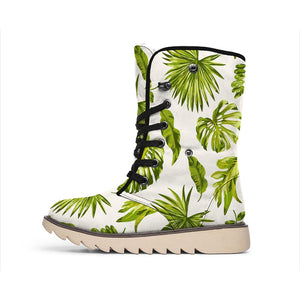 Light Tropical Leaf Pattern Print Winter Boots