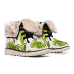 Light Tropical Leaf Pattern Print Winter Boots