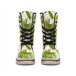 Light Tropical Leaf Pattern Print Winter Boots