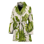 Light Tropical Leaf Pattern Print Women's Bathrobe