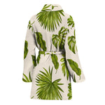 Light Tropical Leaf Pattern Print Women's Bathrobe