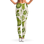 Light Tropical Leaf Pattern Print Women's Leggings
