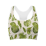 Light Tropical Leaf Pattern Print Women's Sports Bra