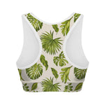 Light Tropical Leaf Pattern Print Women's Sports Bra