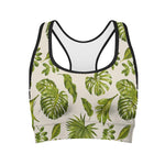 Light Tropical Leaf Pattern Print Women's Sports Bra