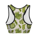 Light Tropical Leaf Pattern Print Women's Sports Bra