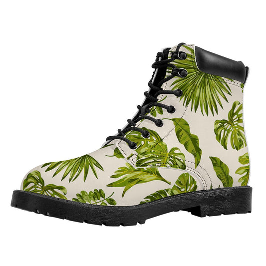 Light Tropical Leaf Pattern Print Work Boots