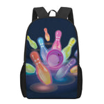 Light Up Bowling Pins Print 17 Inch Backpack