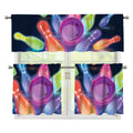 Light Up Bowling Pins Print 3 Piece Kitchen Curtains