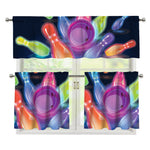 Light Up Bowling Pins Print 3 Piece Kitchen Curtains