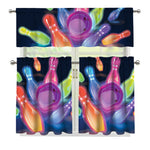Light Up Bowling Pins Print 3 Piece Kitchen Curtains