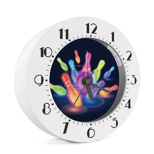 Light Up Bowling Pins Print Alarm Clock