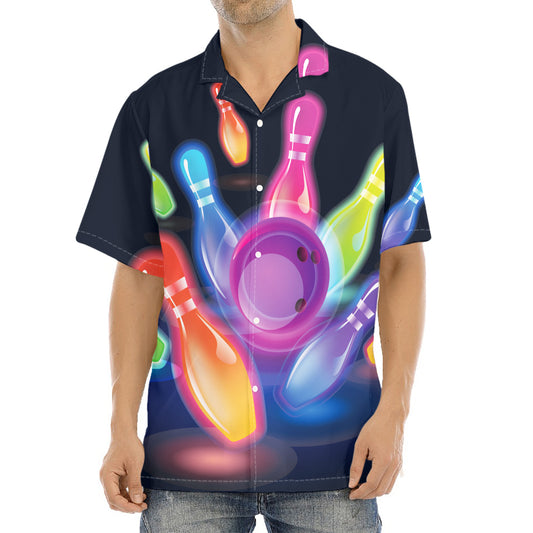 Light Up Bowling Pins Print Aloha Shirt