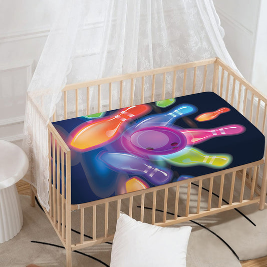 Light Up Bowling Pins Print Baby Crib Sheet