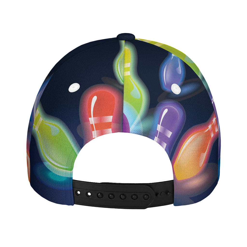 Light Up Bowling Pins Print Baseball Cap