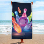 Light Up Bowling Pins Print Beach Towel