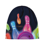 Light Up Bowling Pins Print Beanie