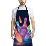 Light Up Bowling Pins Print Bib Apron With Pocket