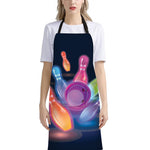 Light Up Bowling Pins Print Bib Apron With Pocket