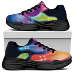 Light Up Bowling Pins Print Black Chunky Shoes