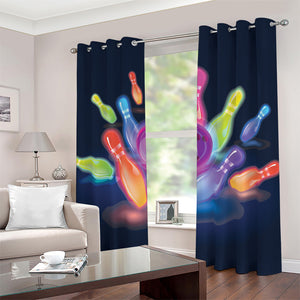 Light Up Bowling Pins Print Blackout Grommet Curtains