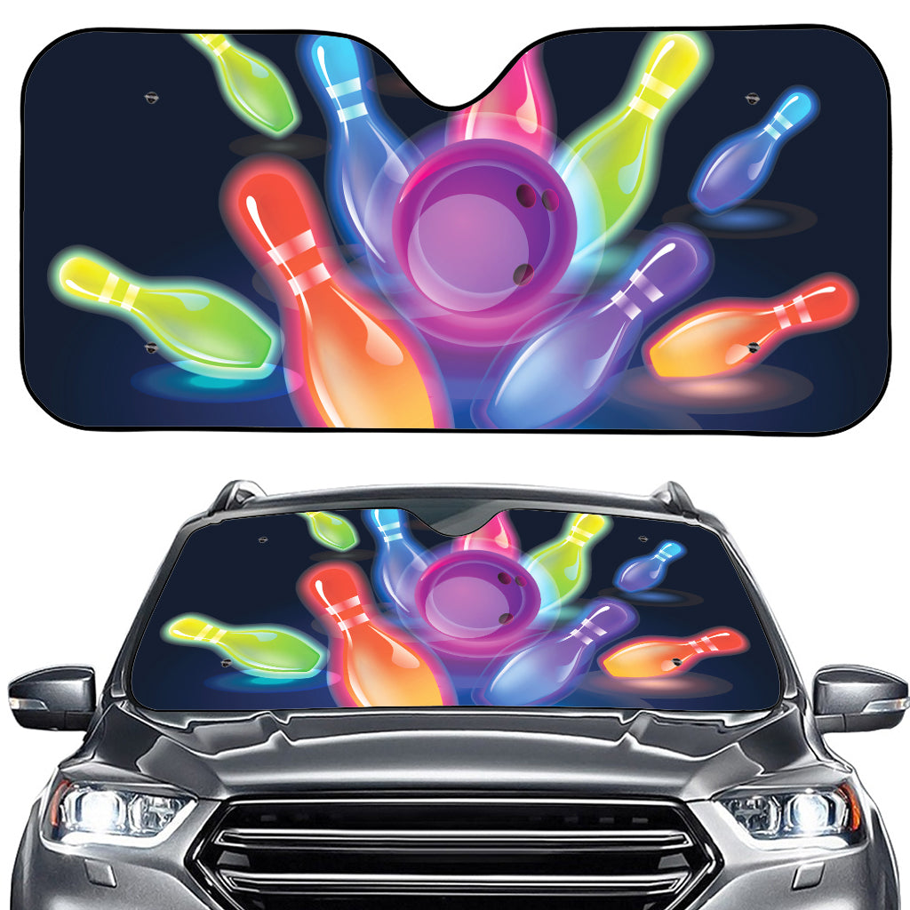 Light Up Bowling Pins Print Car Windshield Sun Shade