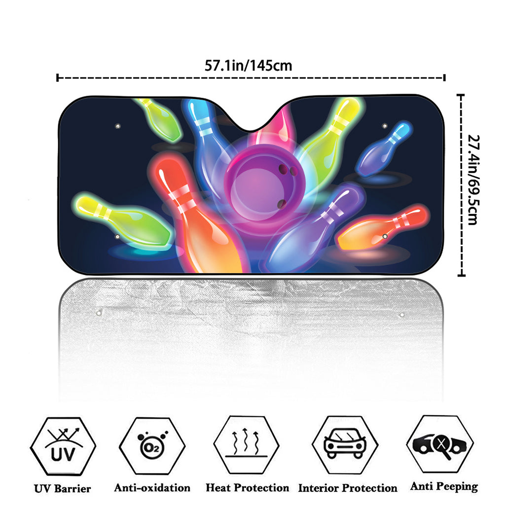 Light Up Bowling Pins Print Car Windshield Sun Shade