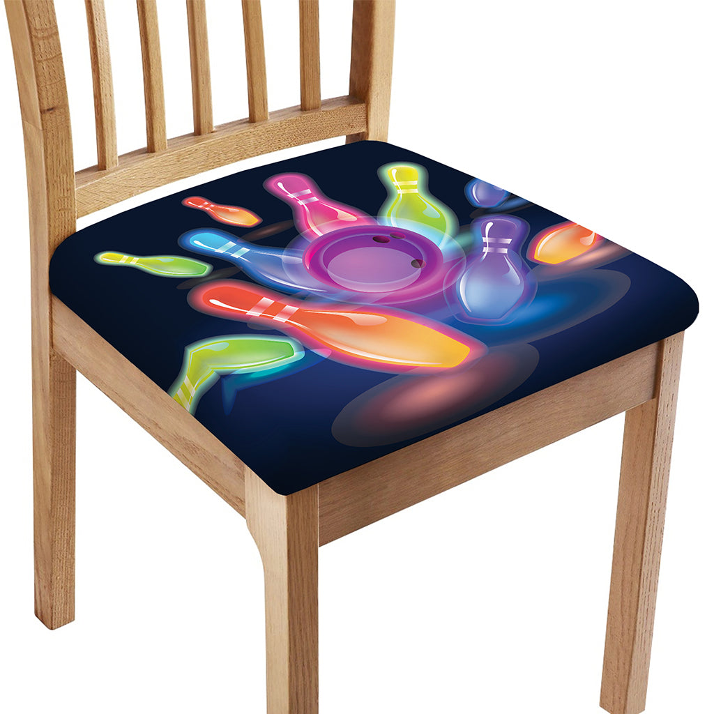 Light Up Bowling Pins Print Chair Cushion Cover