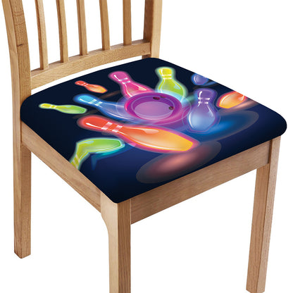 Light Up Bowling Pins Print Chair Cushion Cover