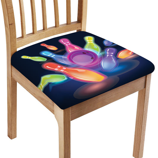 Light Up Bowling Pins Print Chair Cushion Cover