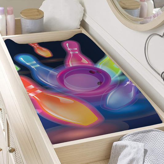 Light Up Bowling Pins Print Changing Pad Cover