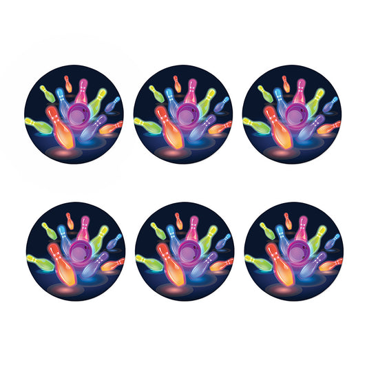 Light Up Bowling Pins Print Coaster Set