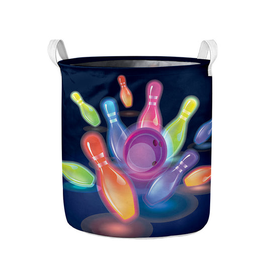 Light Up Bowling Pins Print Collapsible Laundry Basket