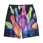 Light Up Bowling Pins Print Cotton Shorts