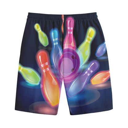 Light Up Bowling Pins Print Cotton Shorts