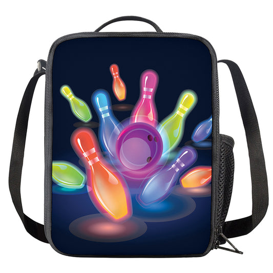 Light Up Bowling Pins Print Crossbody Lunch Bag