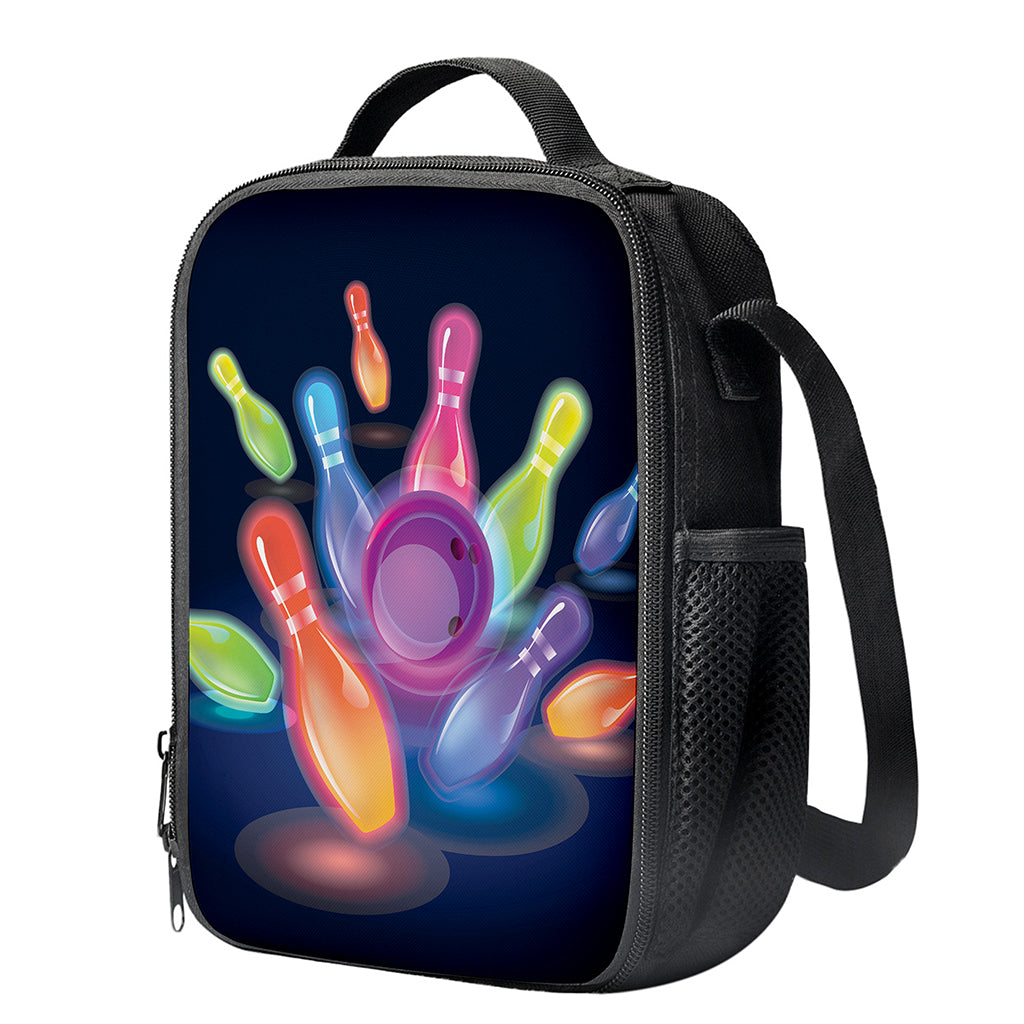 Light Up Bowling Pins Print Crossbody Lunch Bag