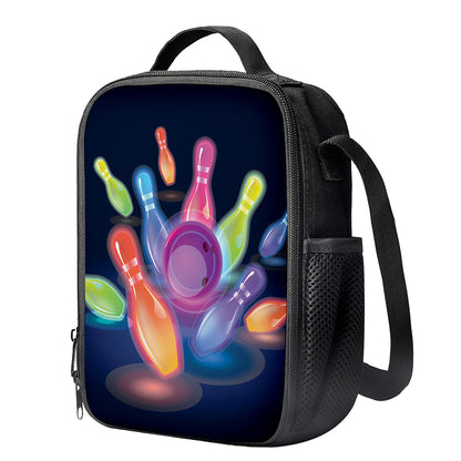 Light Up Bowling Pins Print Crossbody Lunch Bag