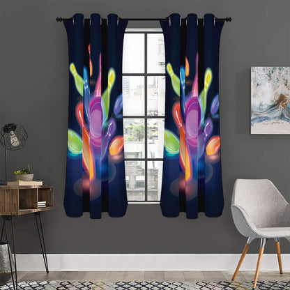Light Up Bowling Pins Print Curtain