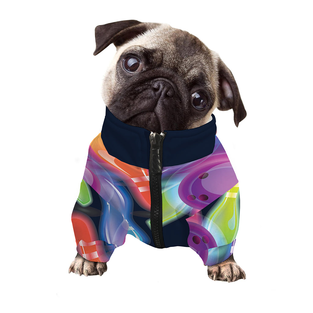 Light Up Bowling Pins Print Dog Zip Up Jacket