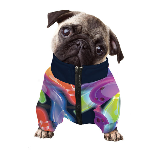 Light Up Bowling Pins Print Dog Zip Up Jacket