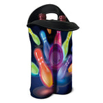 Light Up Bowling Pins Print Double Neoprene Wine Tote