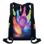 Light Up Bowling Pins Print Drawstring Backpack