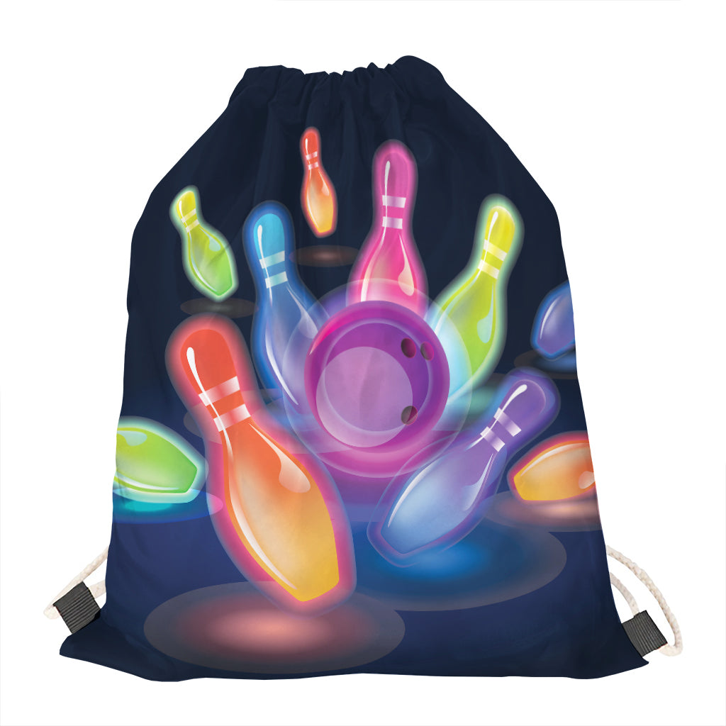 Light Up Bowling Pins Print Drawstring Bag