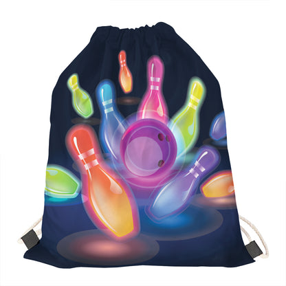 Light Up Bowling Pins Print Drawstring Bag