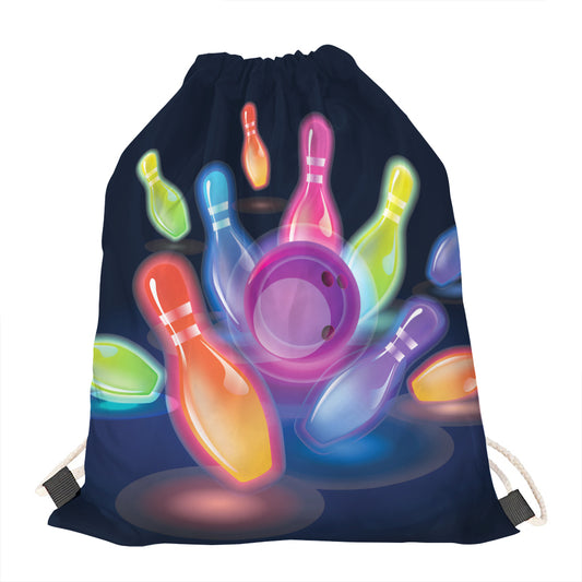 Light Up Bowling Pins Print Drawstring Bag