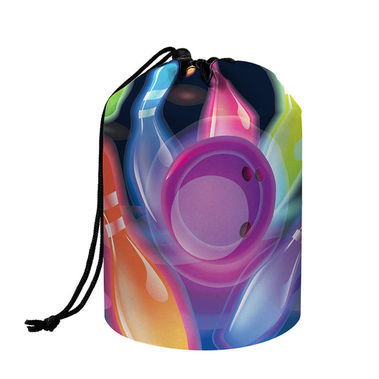 Light Up Bowling Pins Print Drawstring Makeup Bag