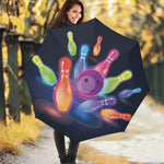 Light Up Bowling Pins Print Foldable Umbrella