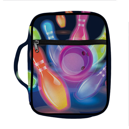 Light Up Bowling Pins Print Front Pocket Bible Bag